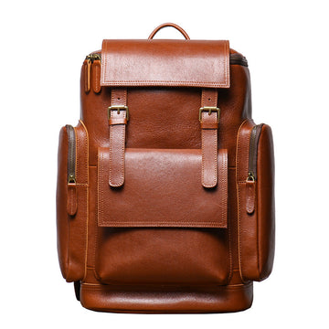 Cowhide Leather Backpack – High-Capacity Men’s Travel, Hiking & Laptop Satchel Bag