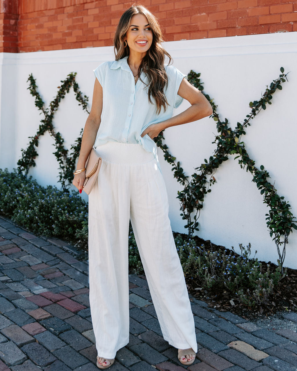 Shyanne Cotton Button Down Top - Blue