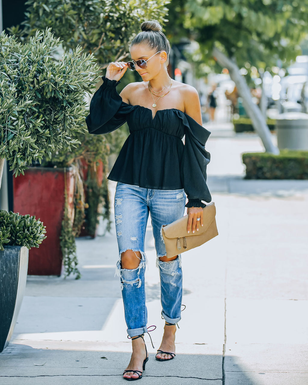 Rocha Off The Shoulder Babydoll Top