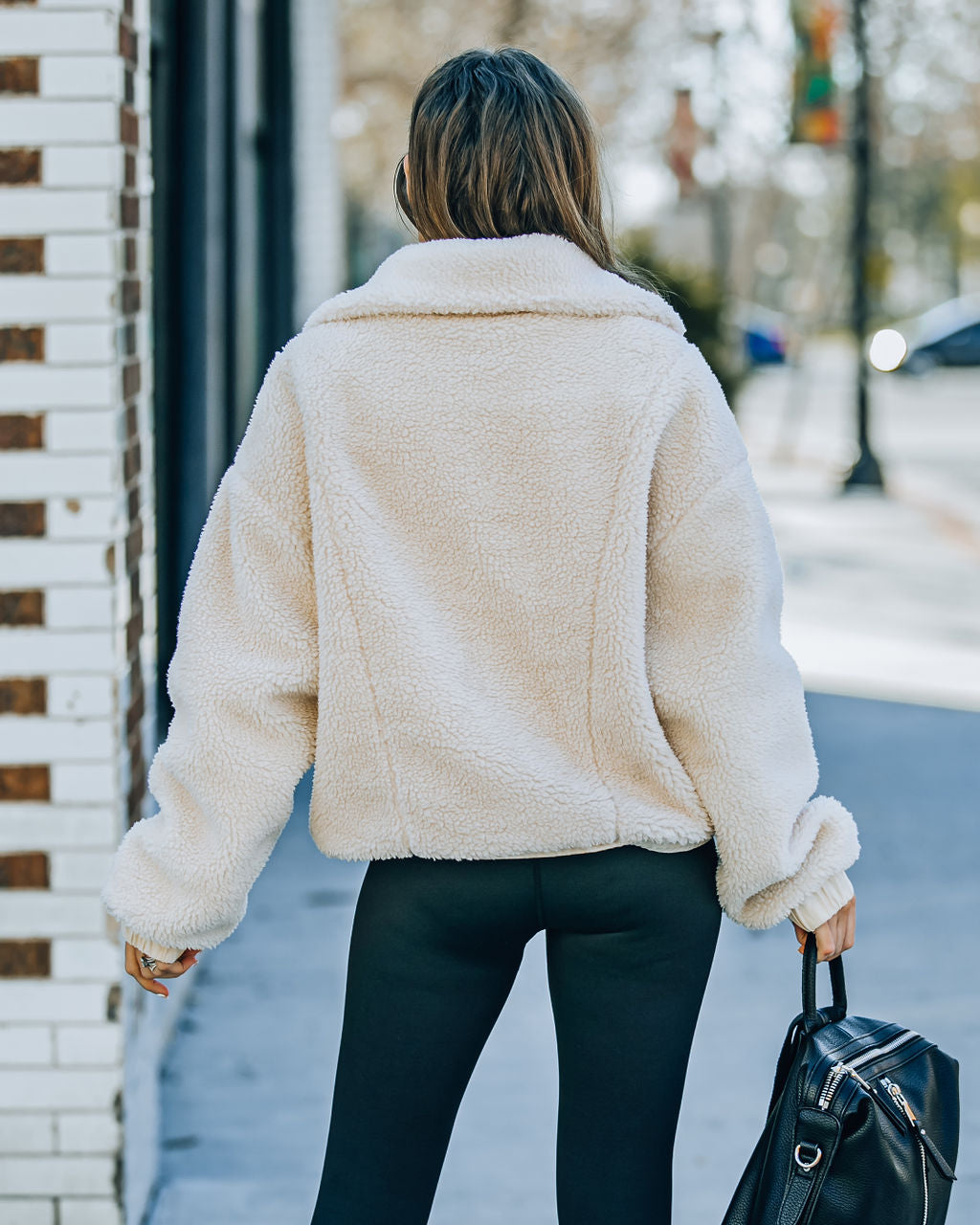 Matti Pocketed Half Zip Sherpa Pullover - Cream