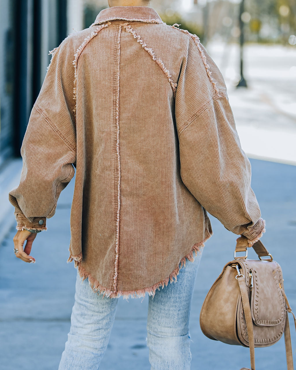 Navid Cotton Pocketed Corduroy Shacket - Brown Sugar