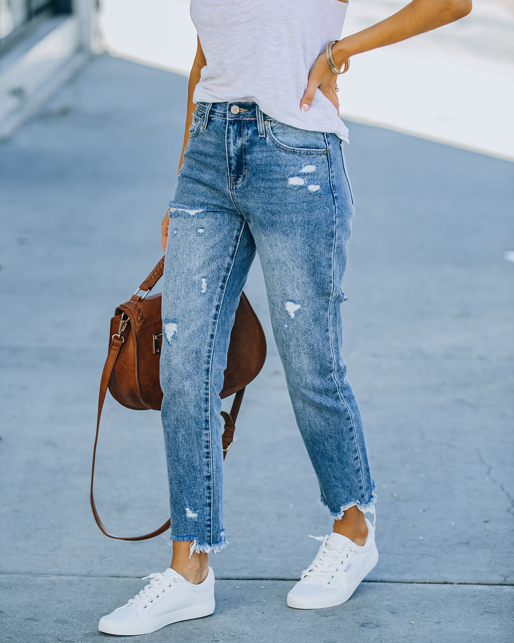 Michelle High Rise Slim Straight Denim - Medium Wash