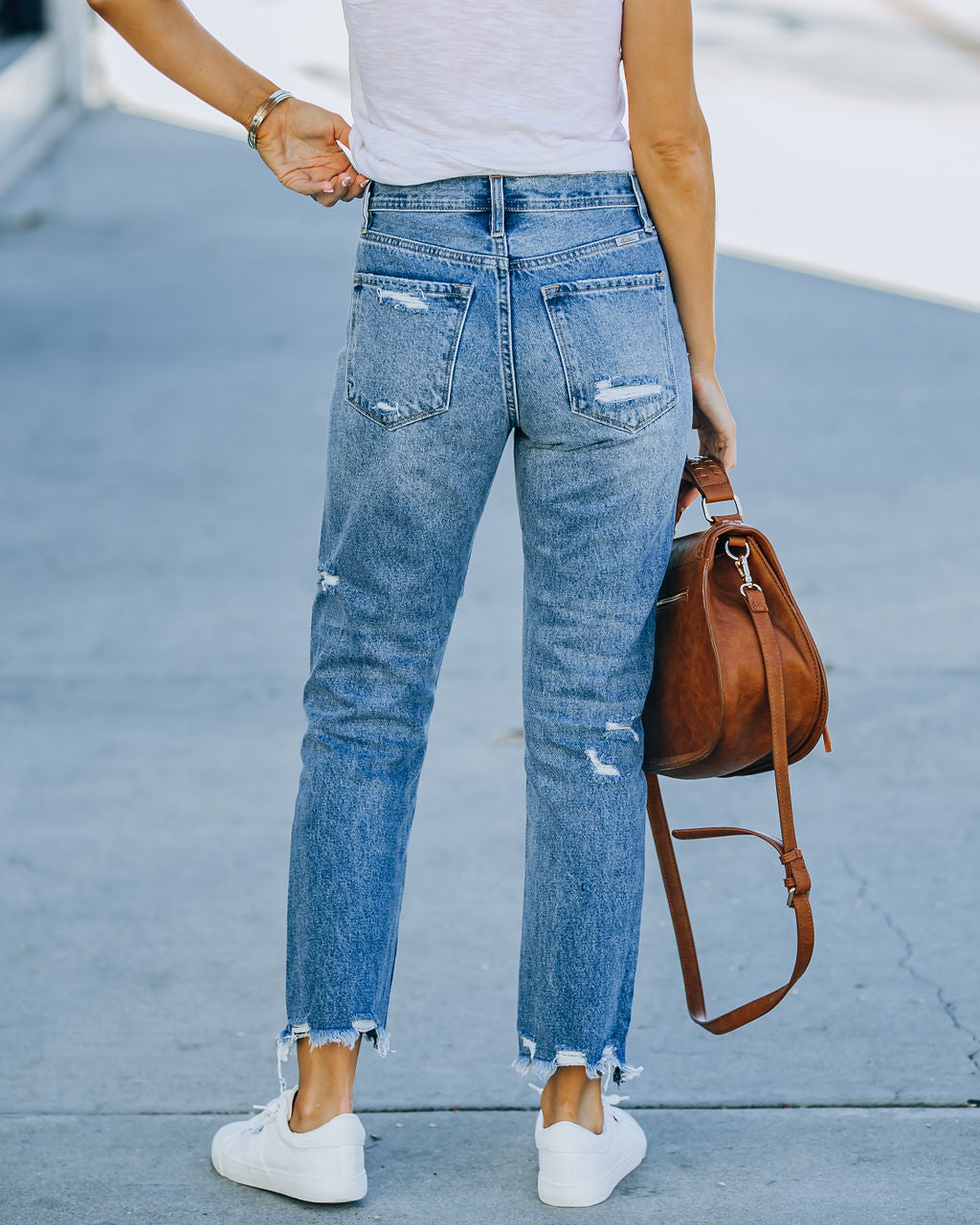 Michelle High Rise Slim Straight Denim - Medium Wash