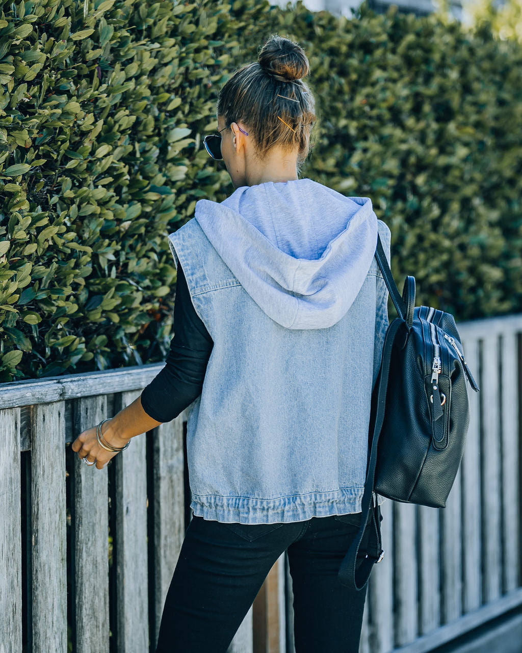 Romee Pocketed Hooded Denim Vest