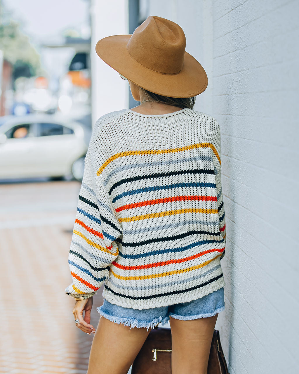Moe Striped Knit Sweater - Beige