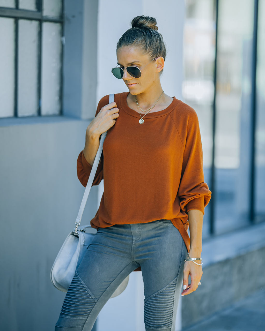 Serafina Knit Raglan Top - Camel