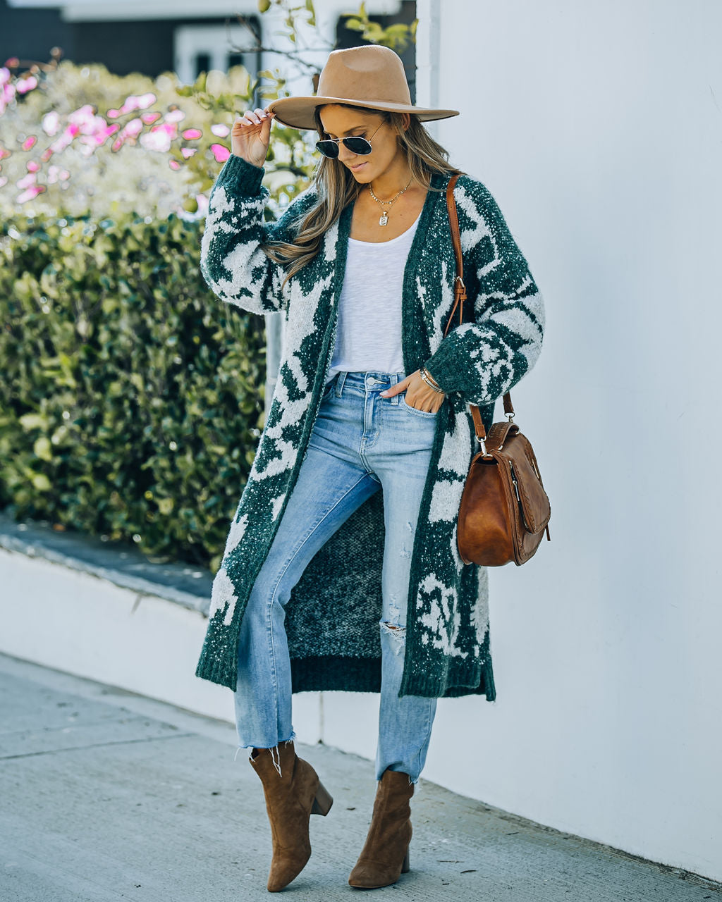 Merced Knit Duster Cardigan - Forest Green