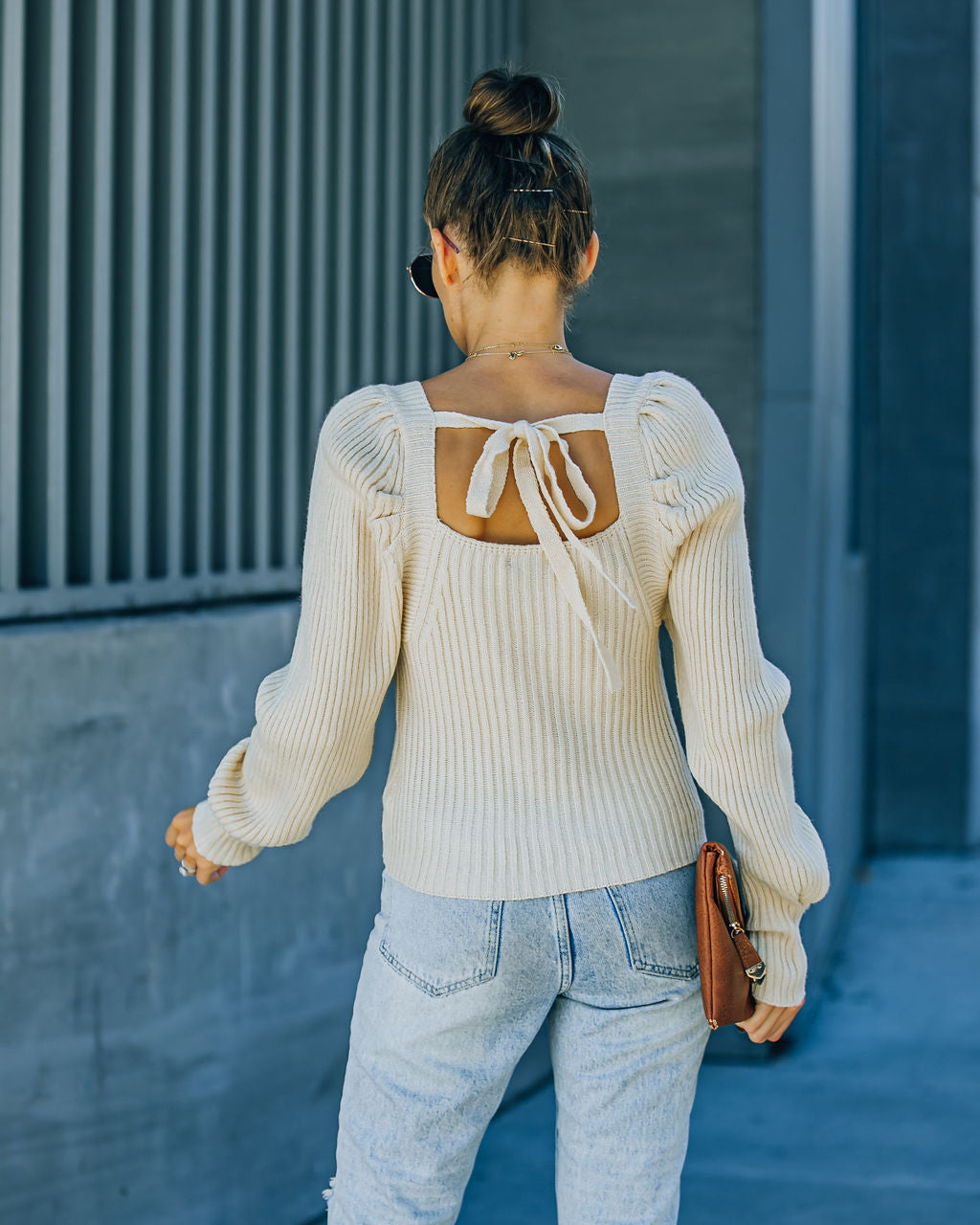 Ford Square Neck Knit Sweater - Natural