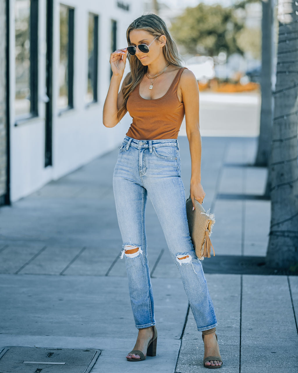 Marni High Rise Distressed Straight Leg Denim