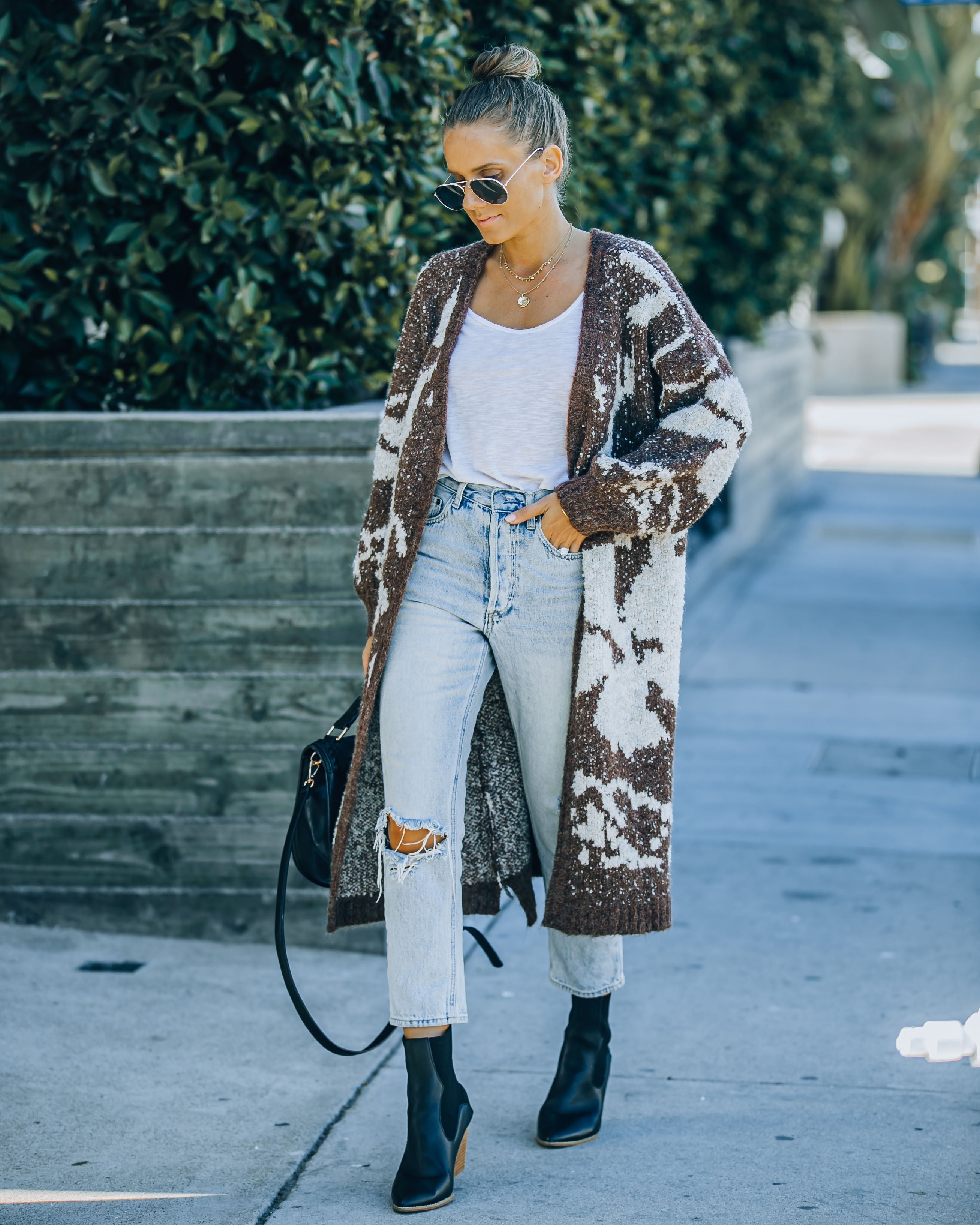 Merced Knit Duster Cardigan - Chocolate