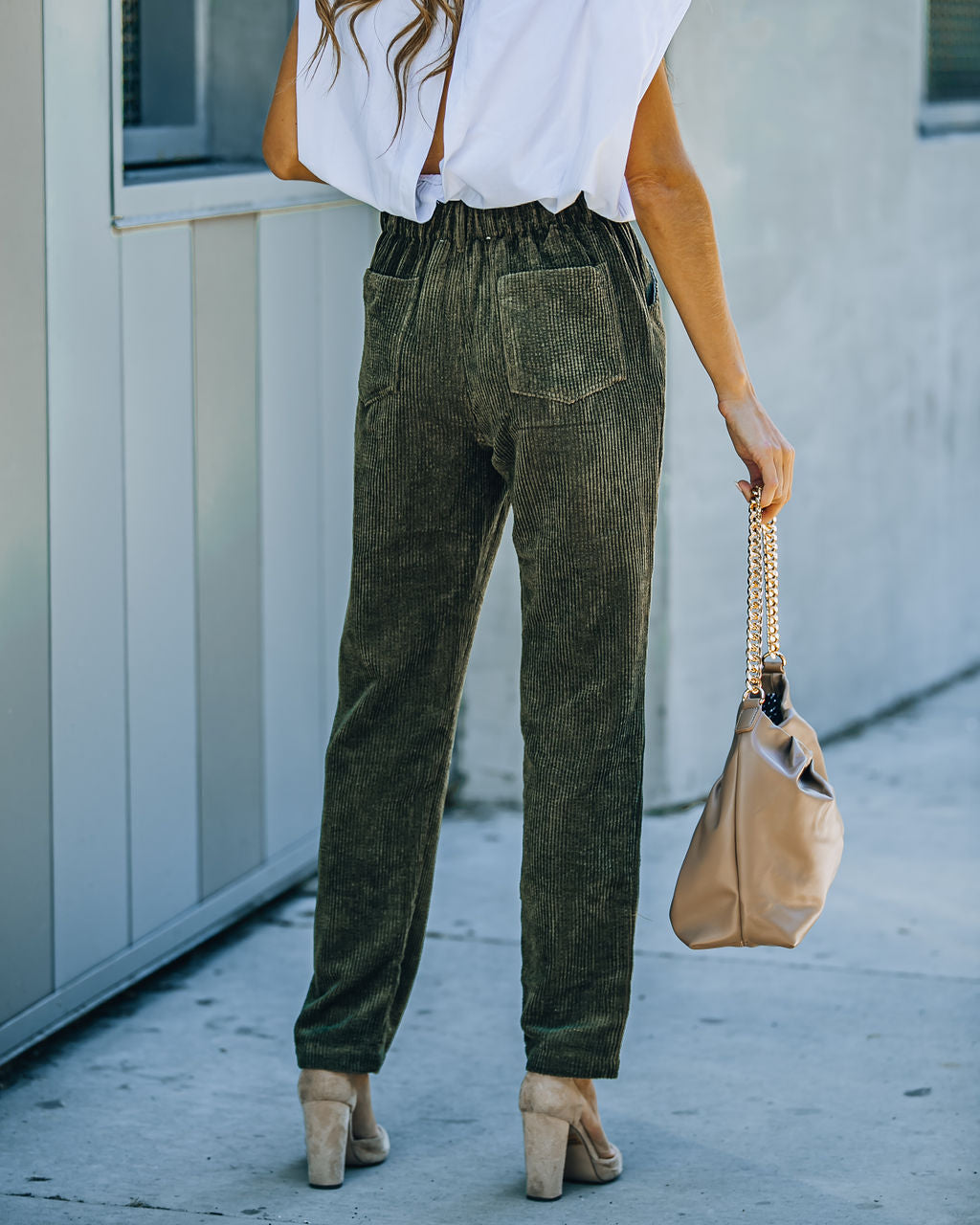 Nori Pocketed Corduroy Trousers - Olive