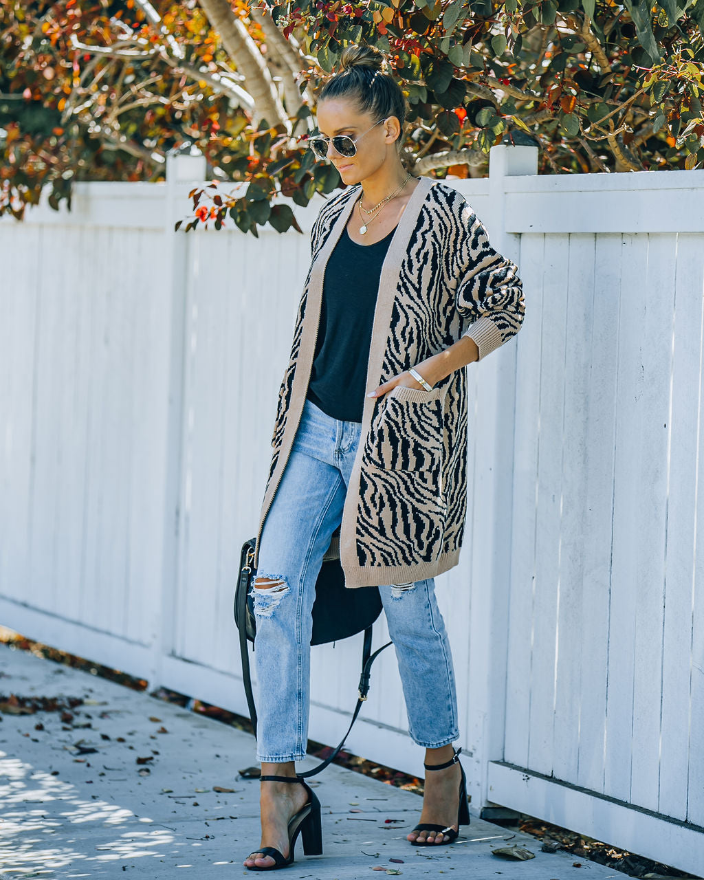 Saddle Up Pocketed Zebra Cardigan