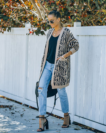Saddle Up Pocketed Zebra Cardigan