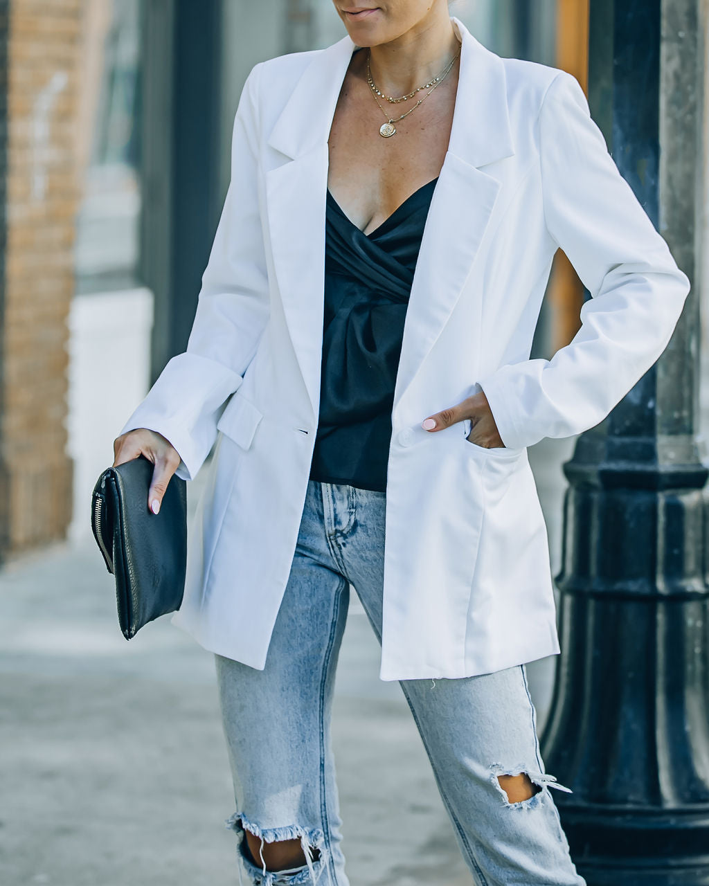 Runway Pocketed Blazer - White