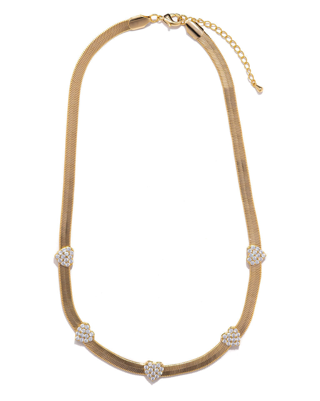 From The Heart Pave Herringbone Necklace