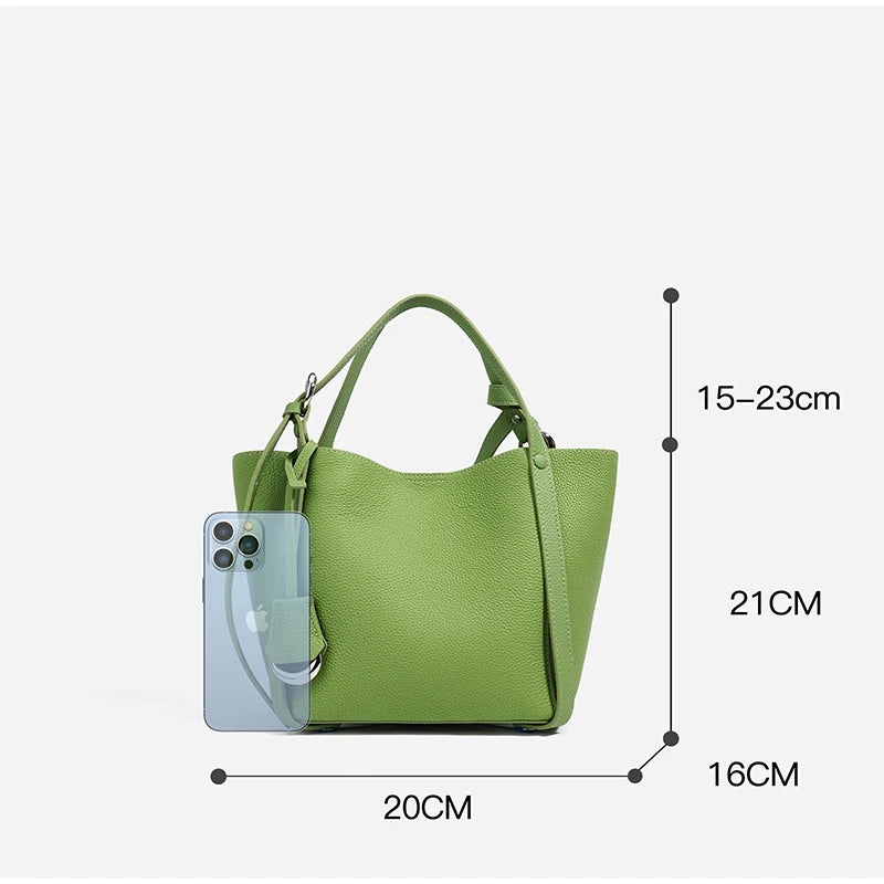 Genuine Leather Large Capacity Women's Bucket Handbag