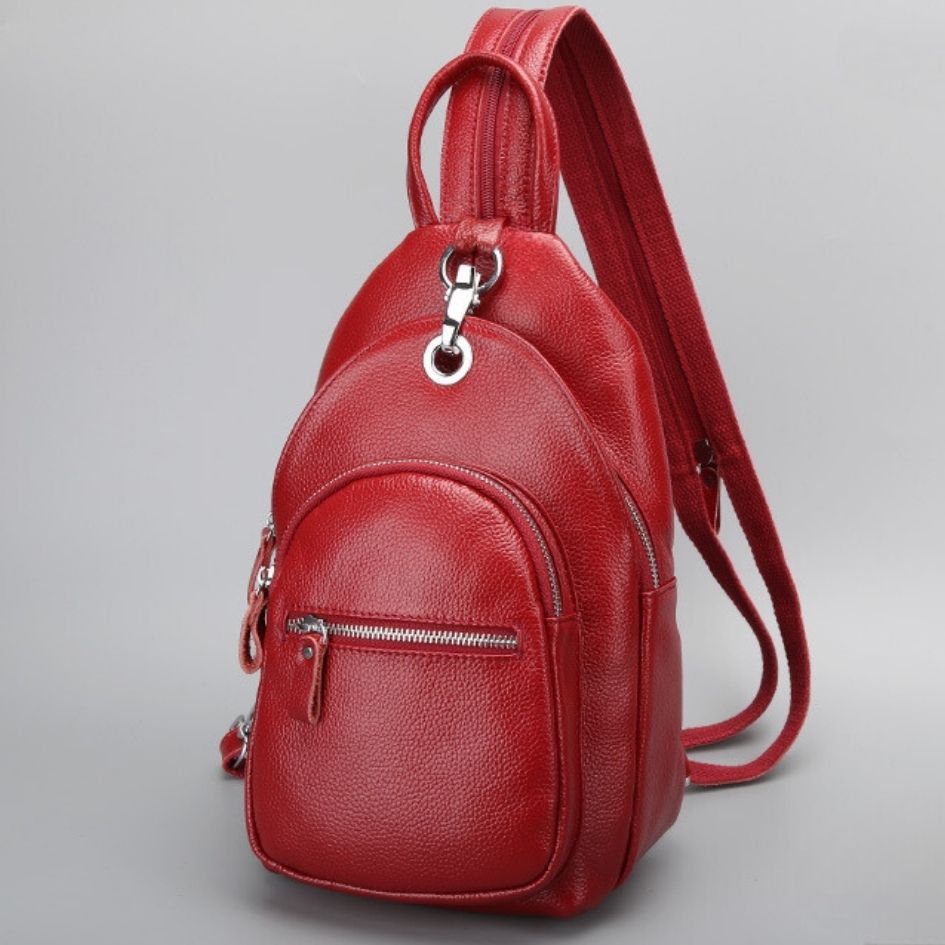 Genuine Leather Small Backpack Multi-Layer Anti-Theft Bag
