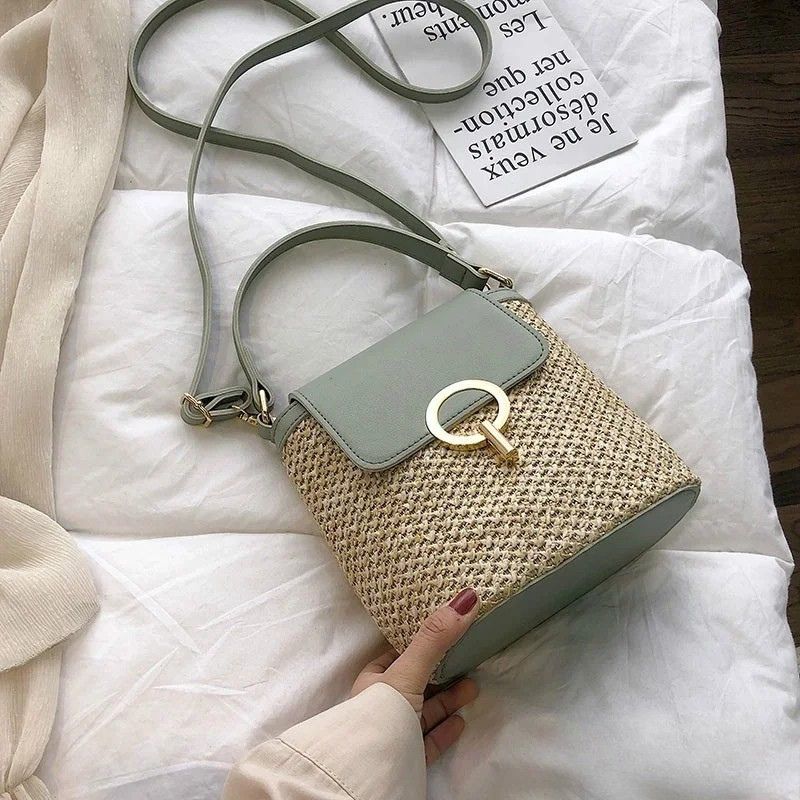 Beach Woven Bag for Women  Trendy Korean Bucket Style