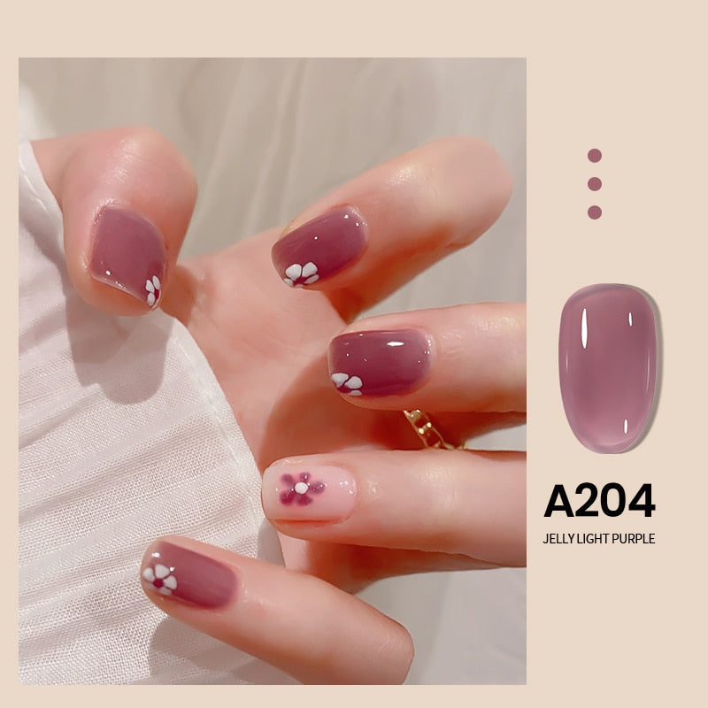 Transparent Nude Jelly Gel Nail Polish Semi Permanent 7.3ml Top Coat Soak Off UV LED Varnish Nail Art Design Base Gel