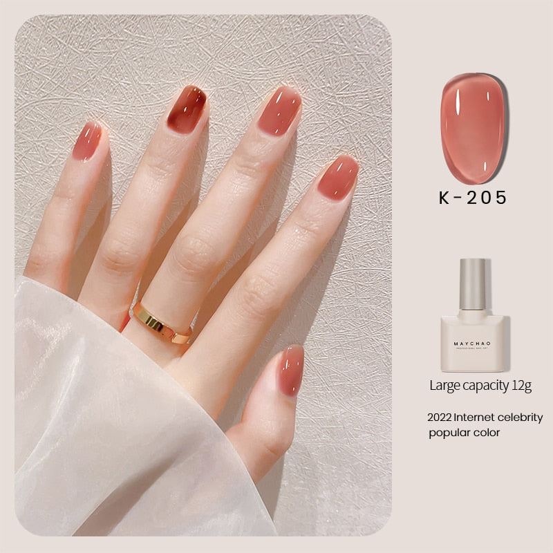 12ml Jelly Gel Nail Polish Semi Permanent Top Coat Soak Off UV LED Gel Art Nail Varnish Manicure Long Lasting Nail Gel