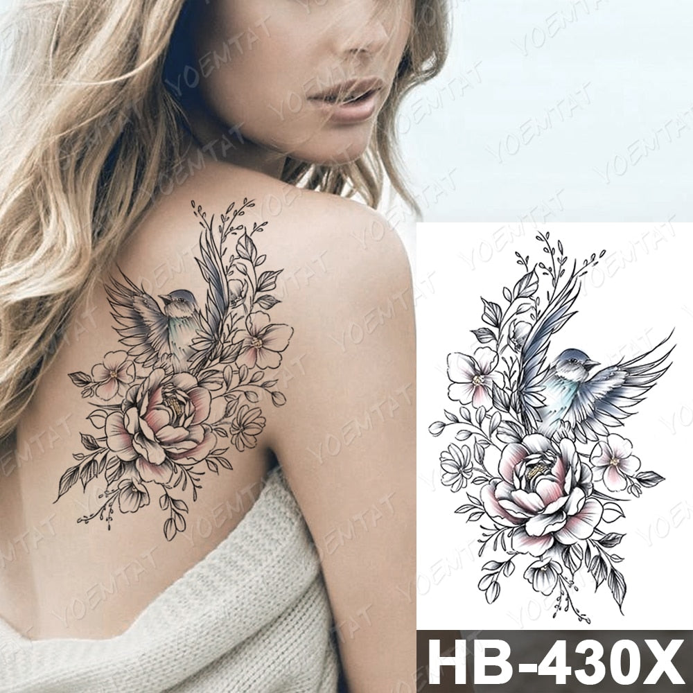 Waterproof Temporary Tattoo Stickers Fox Cat  Anime Kawaii Flash Tatoo Women Men Cute Pink Japanese Body Art Fake Sleeve Tattoos
