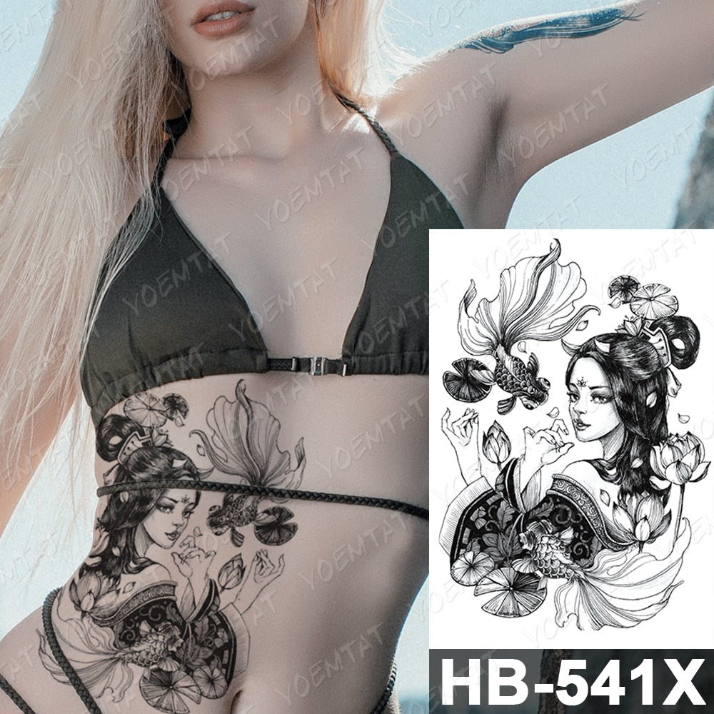 Waterproof Temporary Tattoo Stickers Fox Cat  Anime Kawaii Flash Tatoo Women Men Cute Pink Japanese Body Art Fake Sleeve Tattoos