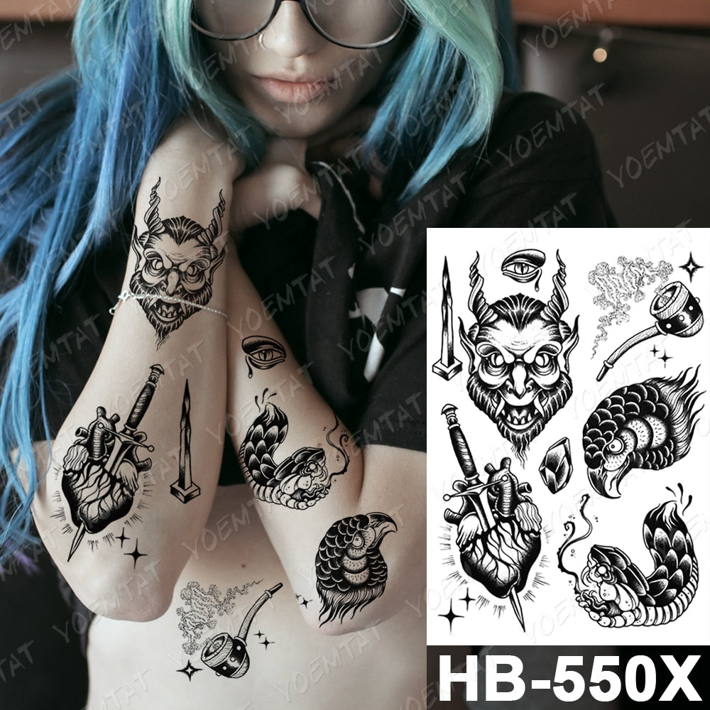 Waterproof Temporary Tattoo Stickers Fox Cat  Anime Kawaii Flash Tatoo Women Men Cute Pink Japanese Body Art Fake Sleeve Tattoos