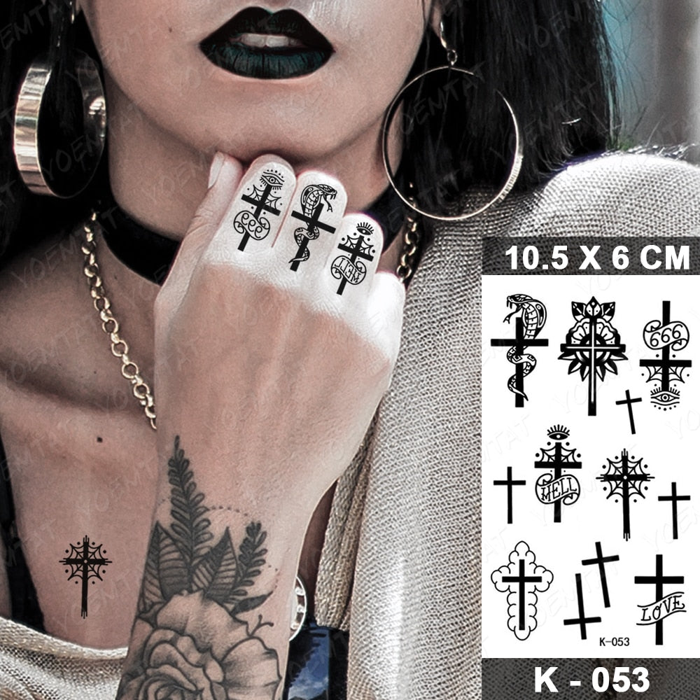 Waterproof Temporary Tattoo Stickers Black Butterfly Rose Transfer Flash Tatoo Women Sexy Neck Hand Chest  Body Art Fake Tattoos