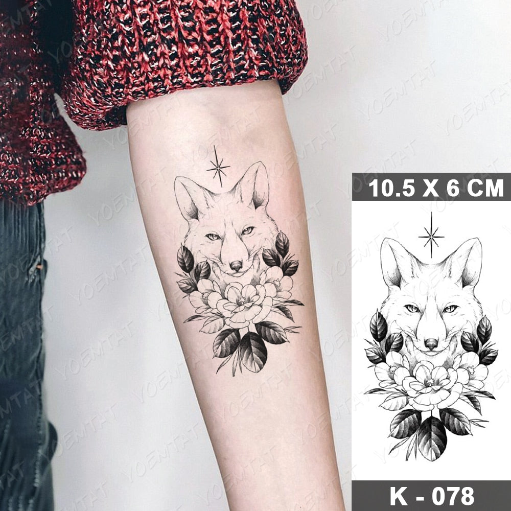 Waterproof Temporary Tattoo Stickers Black Butterfly Rose Transfer Flash Tatoo Women Sexy Neck Hand Chest  Body Art Fake Tattoos