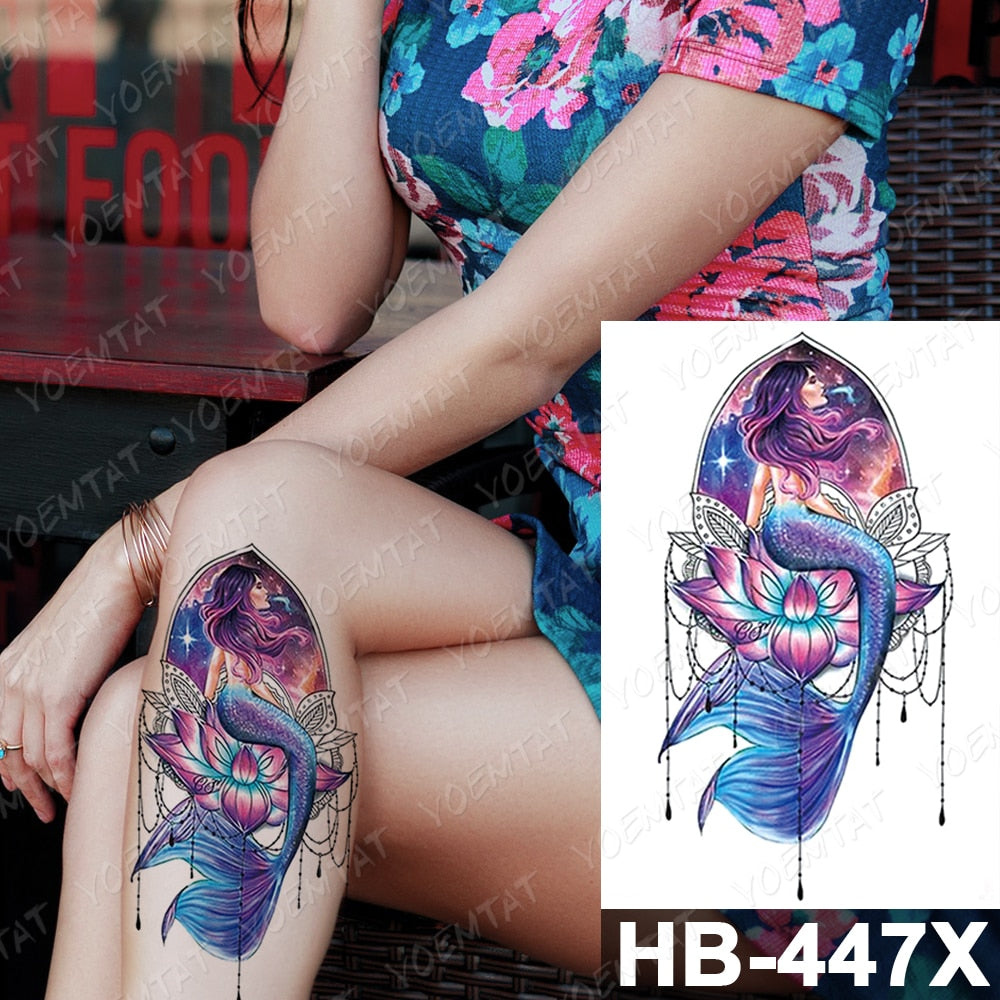 Waterproof Temporary Tattoo Stickers Fox Cat  Anime Kawaii Flash Tatoo Women Men Cute Pink Japanese Body Art Fake Sleeve Tattoos