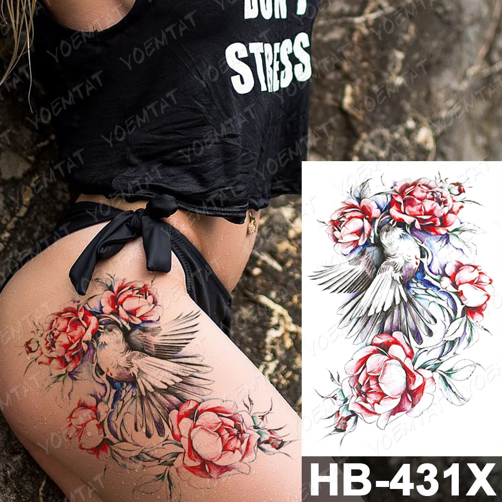 Waterproof Temporary Tattoo Stickers Fox Cat  Anime Kawaii Flash Tatoo Women Men Cute Pink Japanese Body Art Fake Sleeve Tattoos