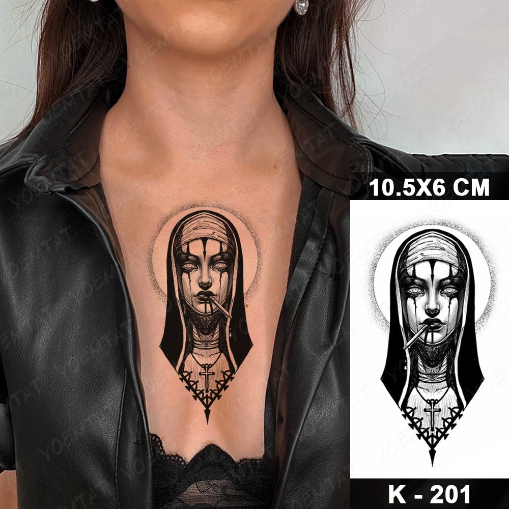 Waterproof Temporary Tattoo Stickers Black Butterfly Rose Transfer Flash Tatoo Women Sexy Neck Hand Chest  Body Art Fake Tattoos