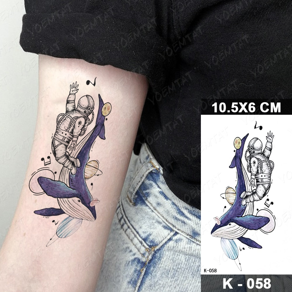 Waterproof Temporary Tattoo Stickers Black Butterfly Rose Transfer Flash Tatoo Women Sexy Neck Hand Chest  Body Art Fake Tattoos
