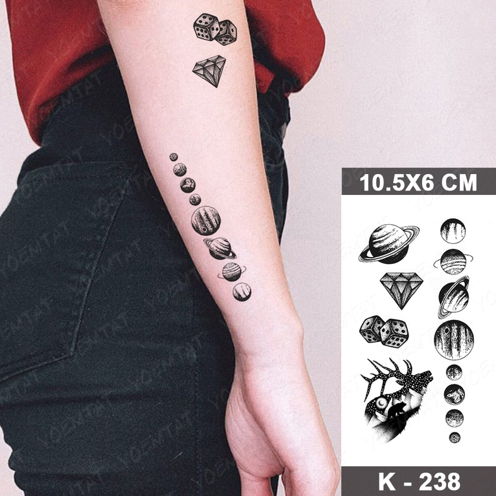 Waterproof Temporary Tattoo Stickers Black Butterfly Rose Transfer Flash Tatoo Women Sexy Neck Hand Chest  Body Art Fake Tattoos