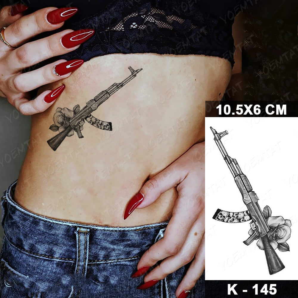 Waterproof Temporary Tattoo Stickers Black Butterfly Rose Transfer Flash Tatoo Women Sexy Neck Hand Chest  Body Art Fake Tattoos