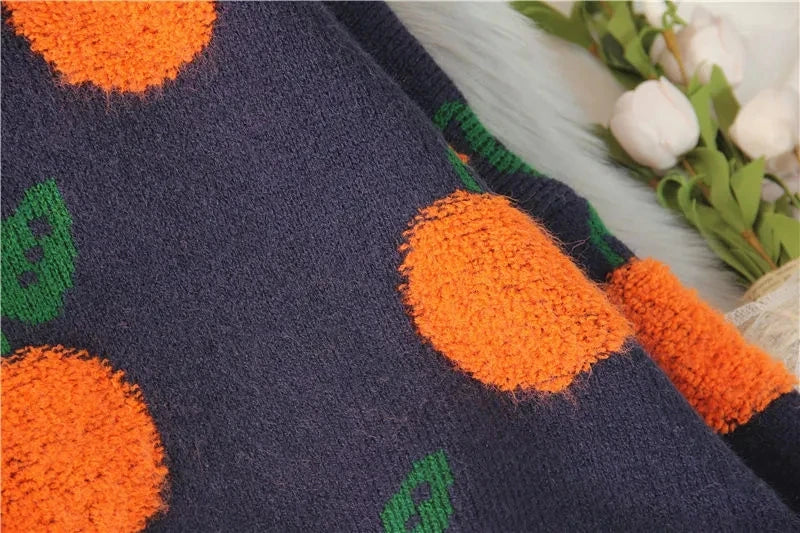 Women's Winter Orange High Neck Sweater