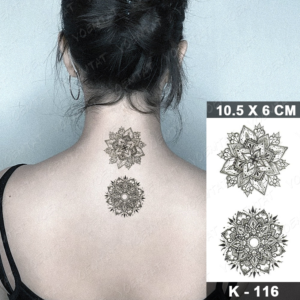 Waterproof Temporary Tattoo Stickers Black Butterfly Rose Transfer Flash Tatoo Women Sexy Neck Hand Chest  Body Art Fake Tattoos