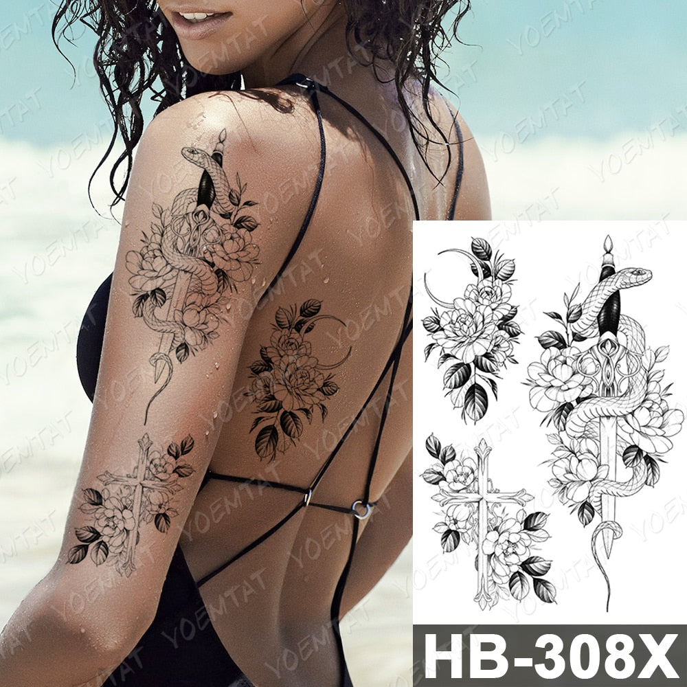 Waterproof Temporary Tattoo Stickers Fox Cat  Anime Kawaii Flash Tatoo Women Men Cute Pink Japanese Body Art Fake Sleeve Tattoos