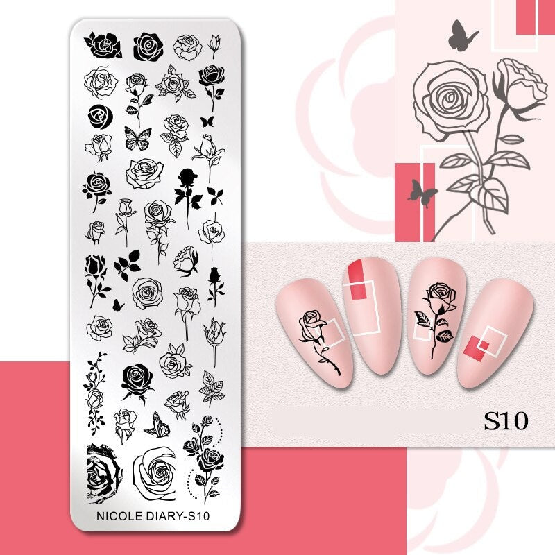 Halloween Series Nail Art Stamping Plates Snake Butterfly Designs Nail Polish Flower Printing Stamp Template Tools