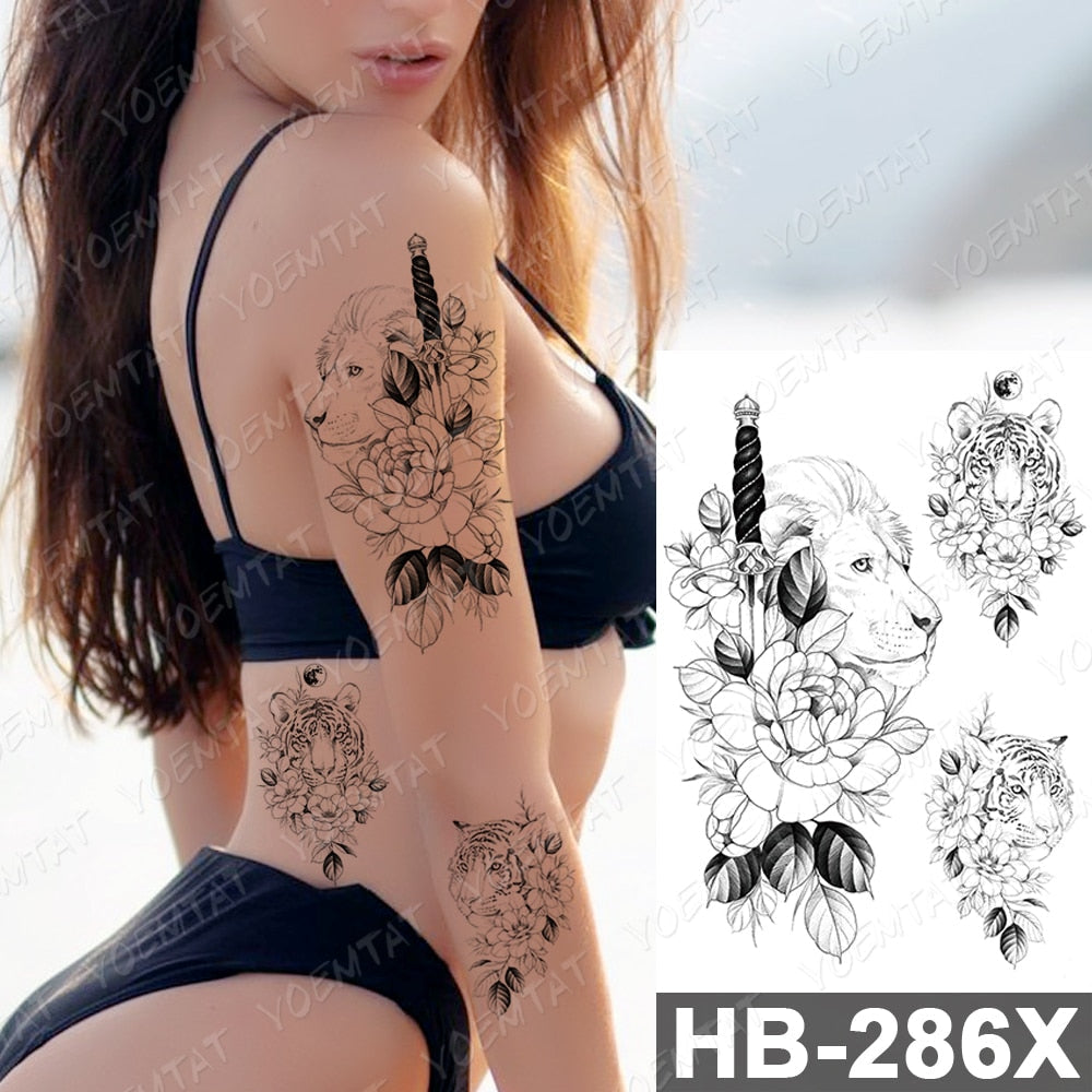 Waterproof Temporary Tattoo Stickers Fox Cat  Anime Kawaii Flash Tatoo Women Men Cute Pink Japanese Body Art Fake Sleeve Tattoos