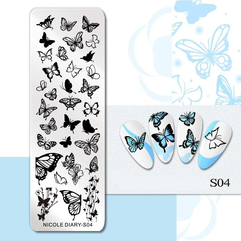 Halloween Series Nail Art Stamping Plates Snake Butterfly Designs Nail Polish Flower Printing Stamp Template Tools