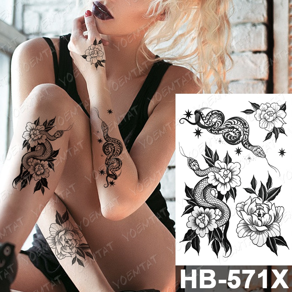 Waterproof Temporary Tattoo Stickers Fox Cat  Anime Kawaii Flash Tatoo Women Men Cute Pink Japanese Body Art Fake Sleeve Tattoos