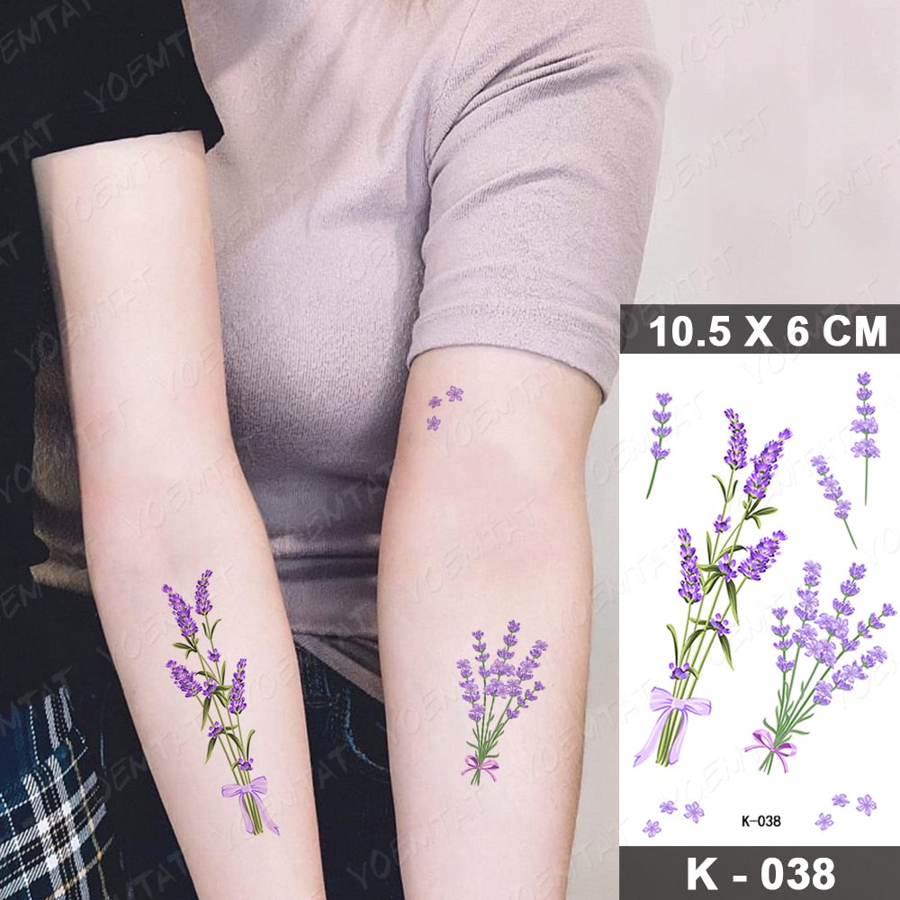 Waterproof Temporary Tattoo Stickers Black Butterfly Rose Transfer Flash Tatoo Women Sexy Neck Hand Chest  Body Art Fake Tattoos