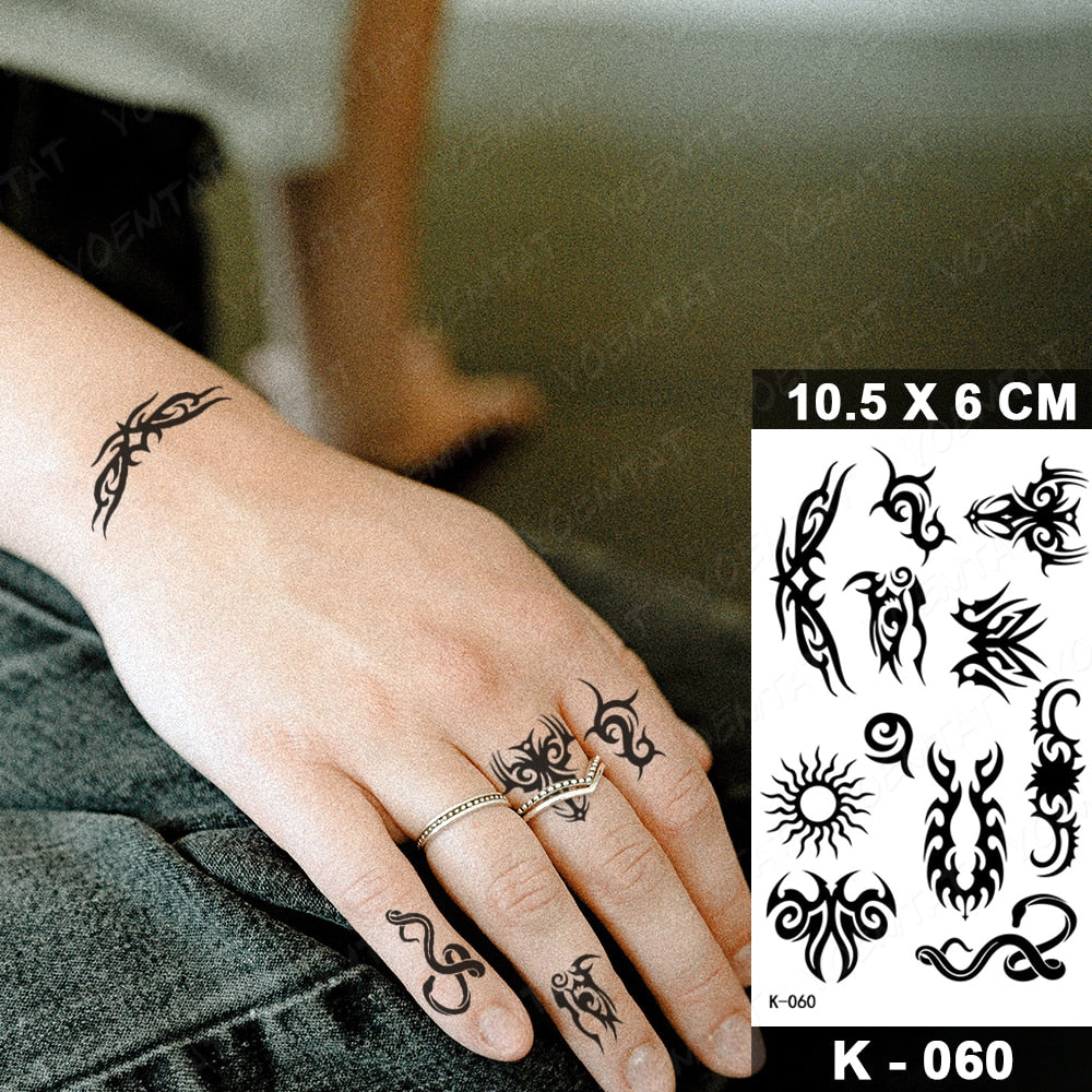 Waterproof Temporary Tattoo Stickers Black Butterfly Rose Transfer Flash Tatoo Women Sexy Neck Hand Chest  Body Art Fake Tattoos
