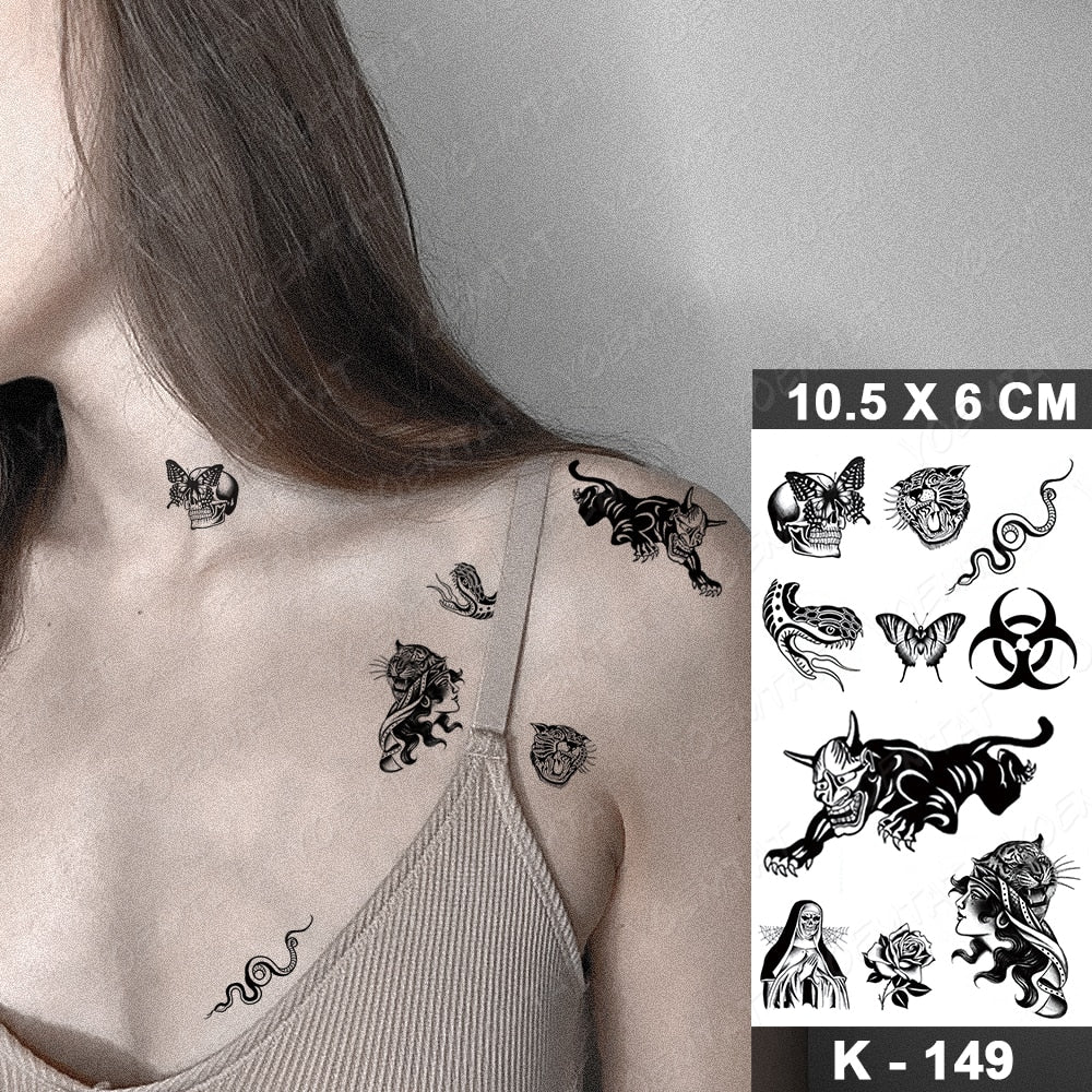 Dark Snake Waterproof Temporary Tattoo Stickers Scorpion Prajna Old School Flash Tattoos Hand Arm Women Body Art Fake Tatoo Men