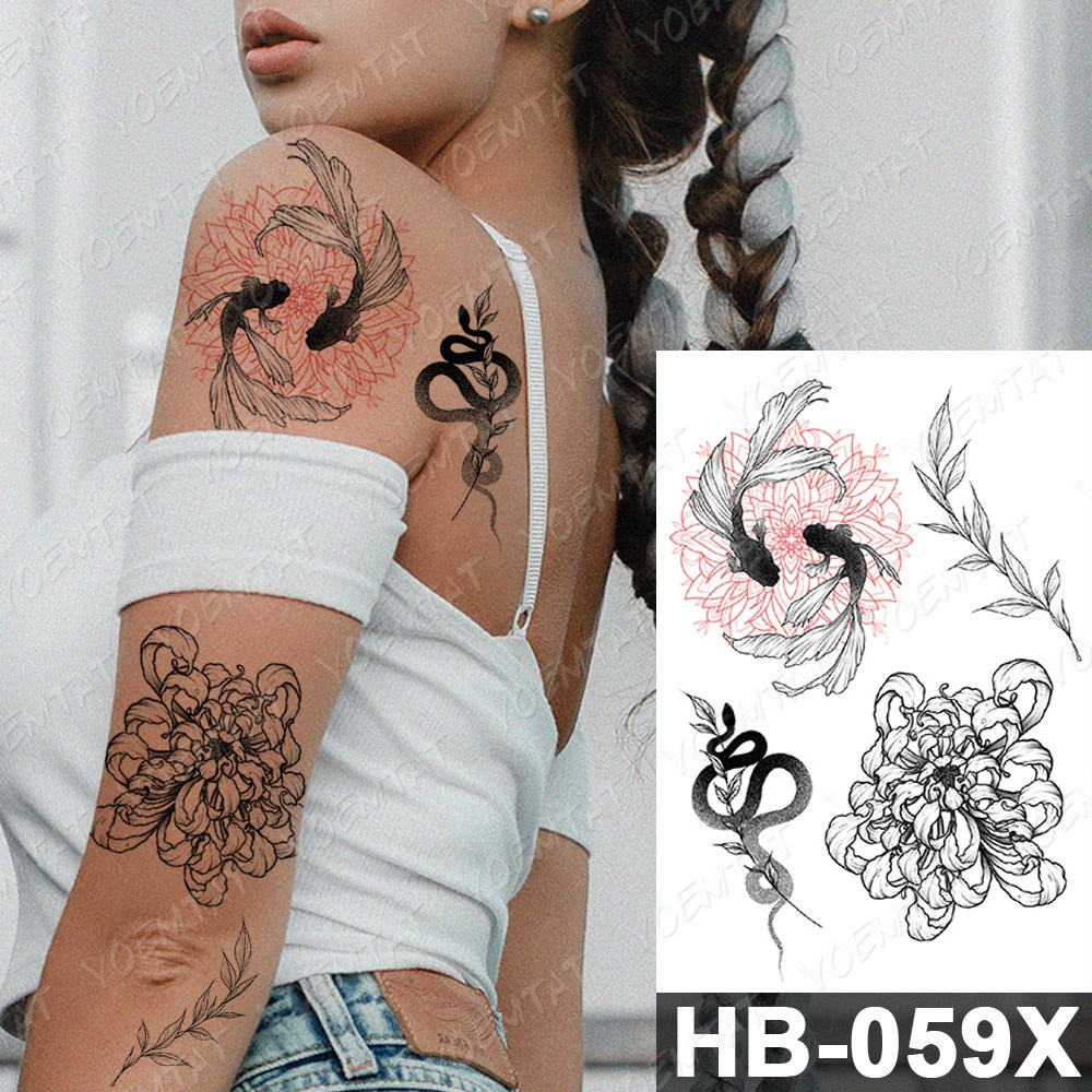 Waterproof Temporary Tattoo Stickers Fox Cat  Anime Kawaii Flash Tatoo Women Men Cute Pink Japanese Body Art Fake Sleeve Tattoos