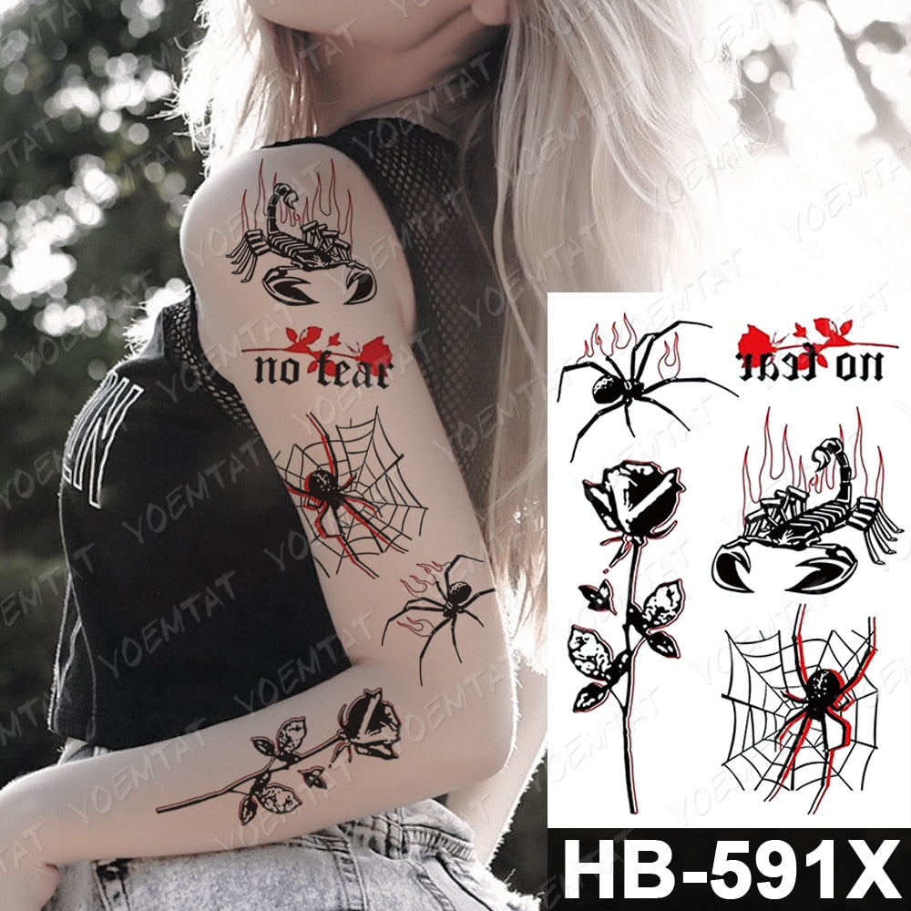 Waterproof Temporary Tattoo Stickers Fox Cat  Anime Kawaii Flash Tatoo Women Men Cute Pink Japanese Body Art Fake Sleeve Tattoos