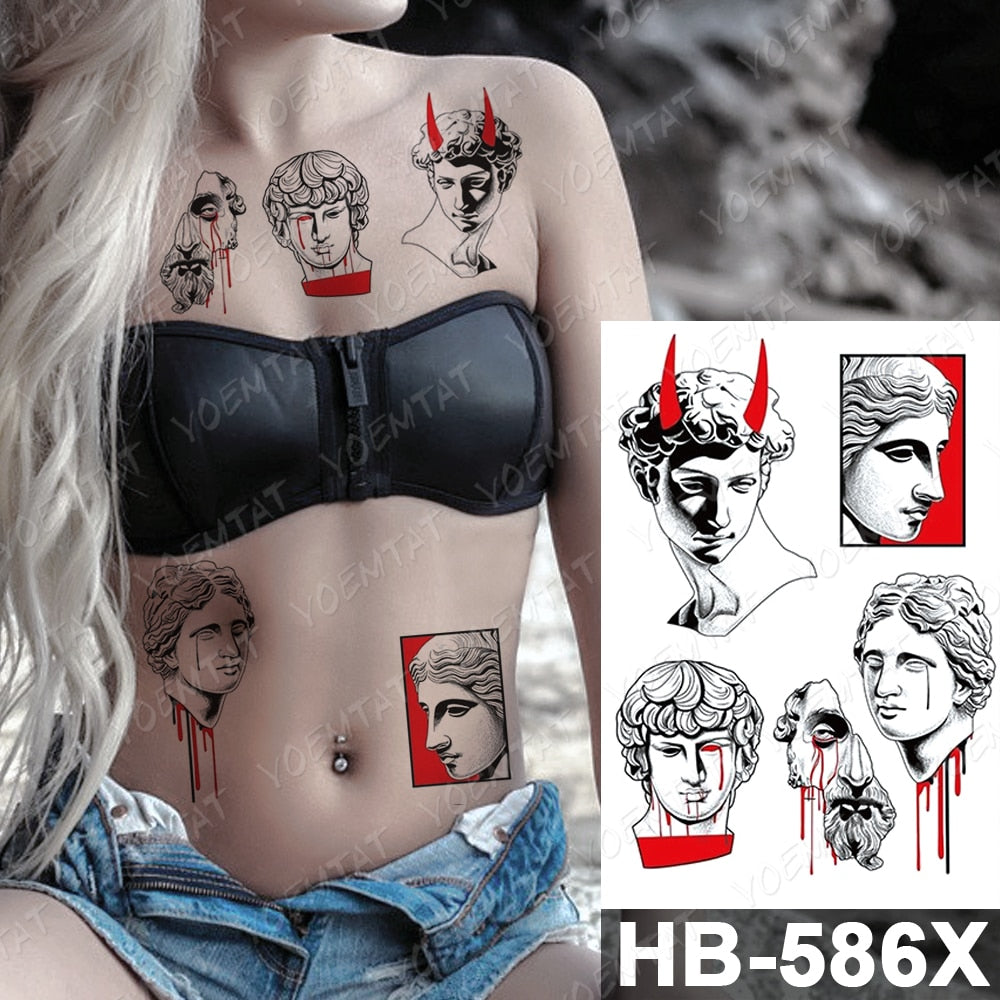 Waterproof Temporary Tattoo Stickers Fox Cat  Anime Kawaii Flash Tatoo Women Men Cute Pink Japanese Body Art Fake Sleeve Tattoos