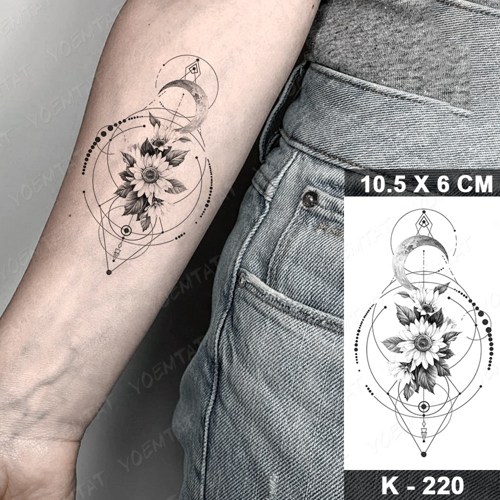 Waterproof Temporary Tattoo Stickers Black Butterfly Rose Transfer Flash Tatoo Women Sexy Neck Hand Chest  Body Art Fake Tattoos