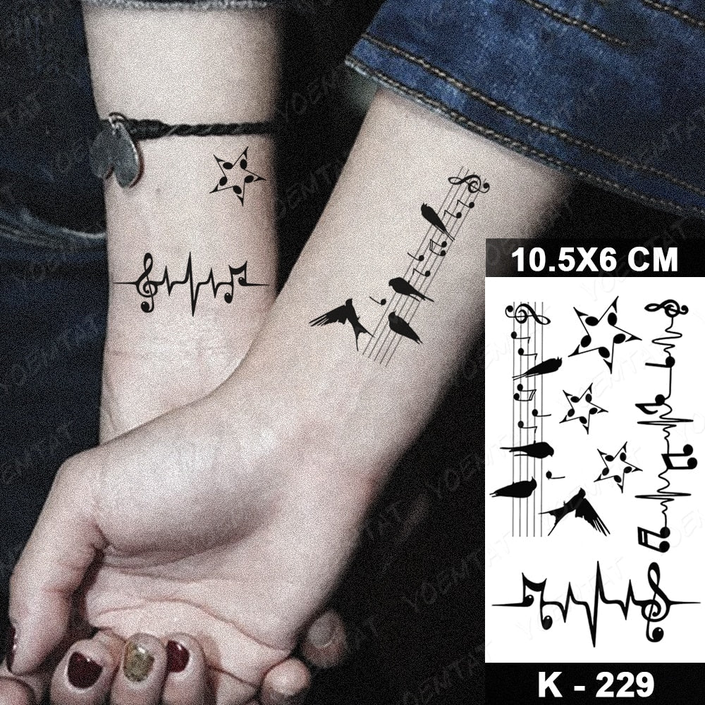 Waterproof Temporary Tattoo Stickers Black Butterfly Rose Transfer Flash Tatoo Women Sexy Neck Hand Chest  Body Art Fake Tattoos